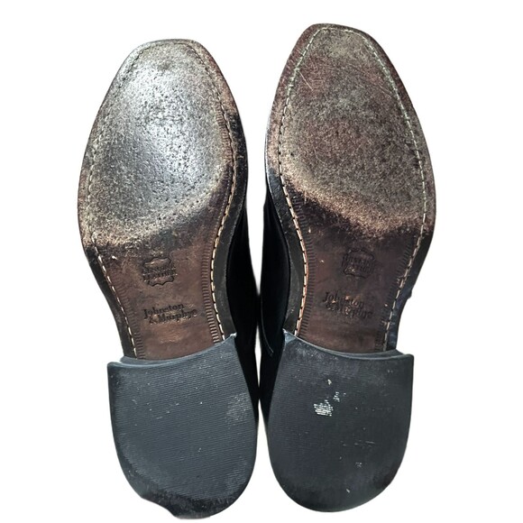 Johnston Murphy Monk Strap Shoes Mens Size 8 Black Leather Gunmetal Buckle - Picture 11 of 13